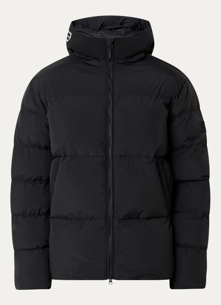 Armani Heren Puffer jack met capuchon en steekzakken in de kleur Zwart