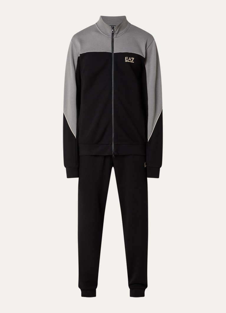 Armani Heren Trainingspak in katoenblend met logo in de kleur Zwart