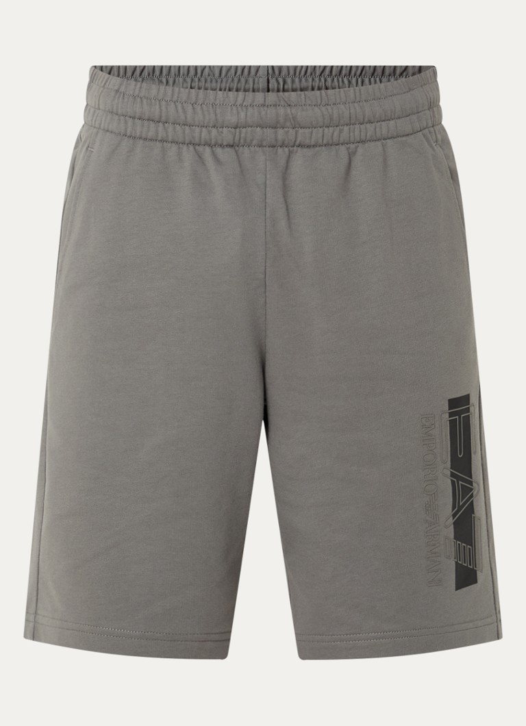 Armani Heren Loose fit korte joggingbroek met logo in de kleur Middengrijs