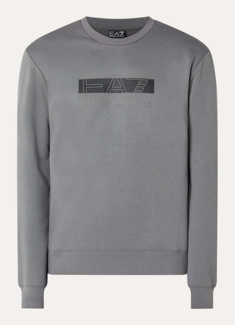 Armani Heren Sweater met logoprint in de kleur Grijs