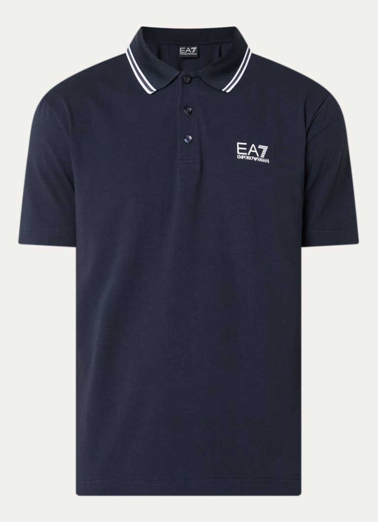 Armani Heren Regular fit polo met logo in de kleur Donkerblauw