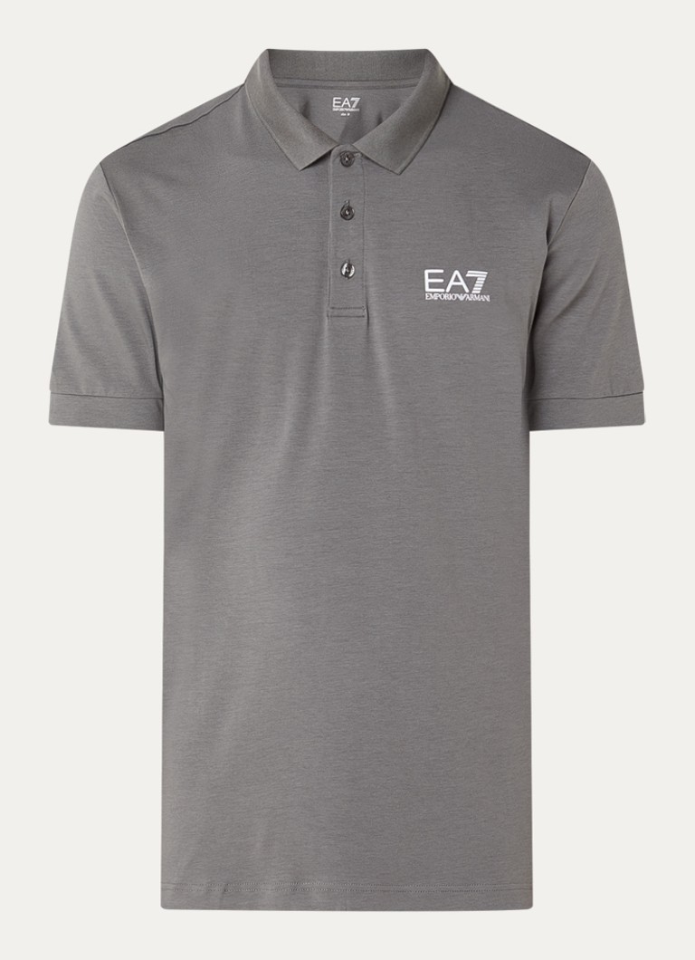 Armani Heren Regular fit polo met logo in de kleur Donkergrijs