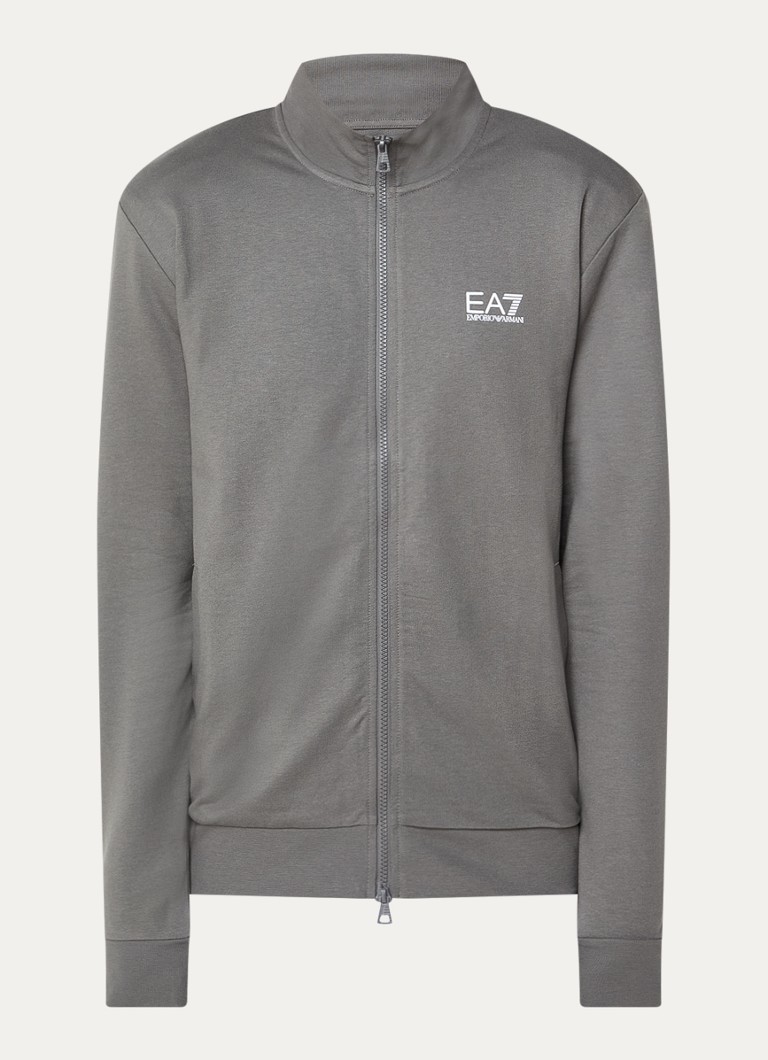 Armani Heren Sweatvest met logoprint in de kleur Grijs