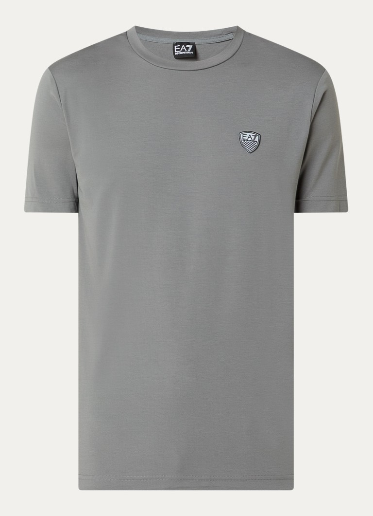 Armani Heren T-shirt met logopatch in de kleur Lichtgrijs