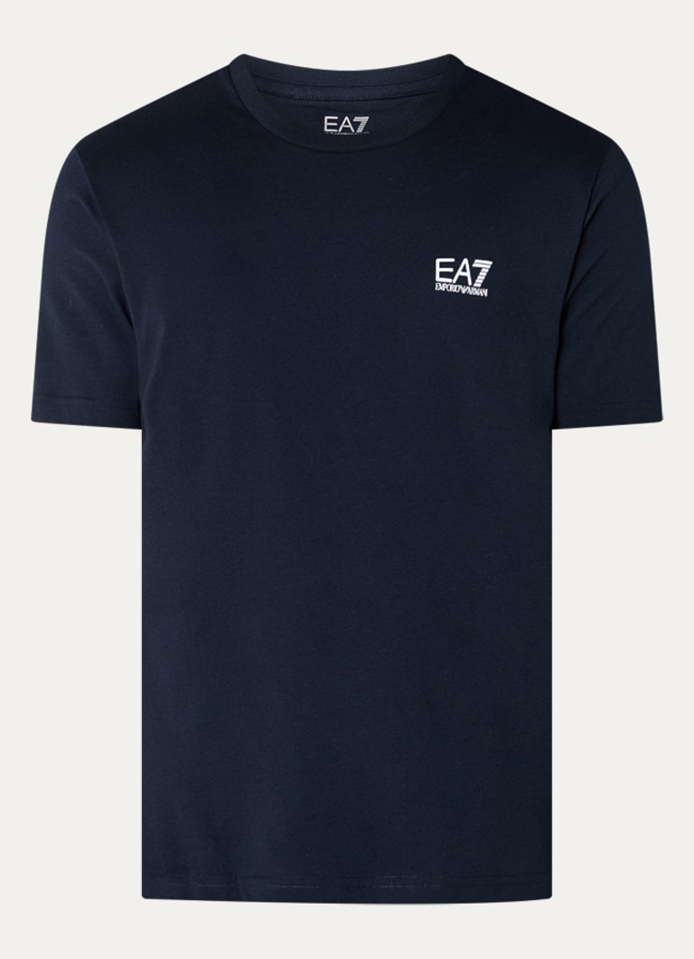 Armani Heren T-shirt met logo in de kleur Donkerblauw
