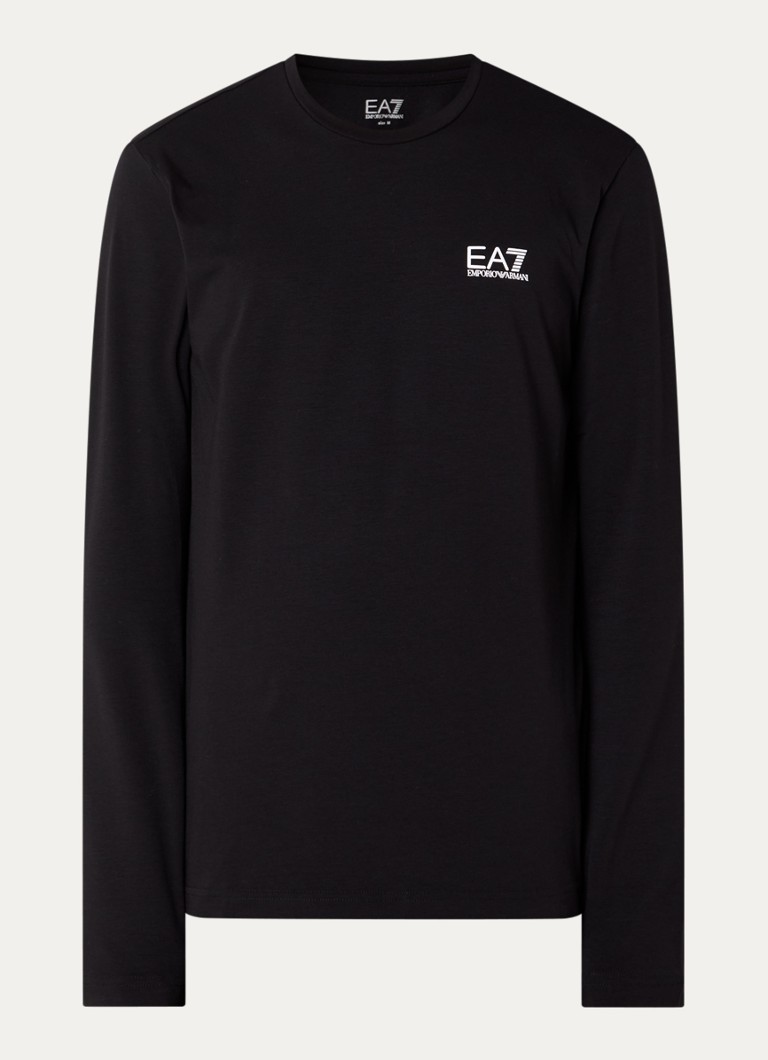 Armani Heren Longsleeve met logo in de kleur Zwart