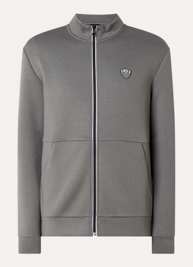 Armani Heren Sweatvest met logopatch in de kleur Lichtgrijs