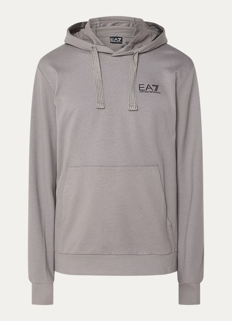 Armani Heren Hoodie met logo in de kleur Grijs