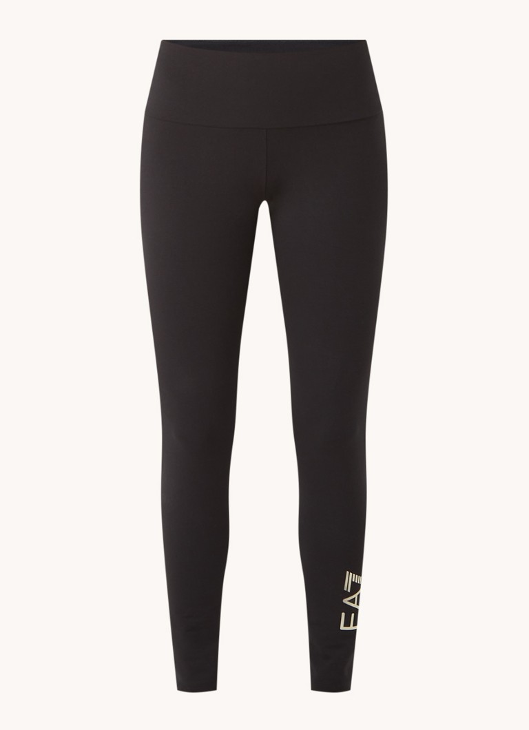 Armani Dames High waist trainingslegging met metallic logo in de kleur Zwart
