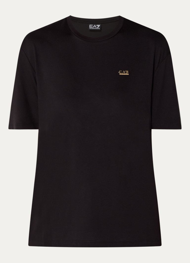 Armani Dames T-shirt met logo in de kleur Zwart