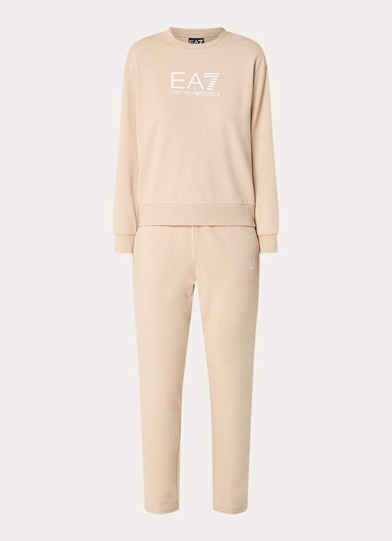 Armani Dames Trainingspak met logoprint in de kleur Beige