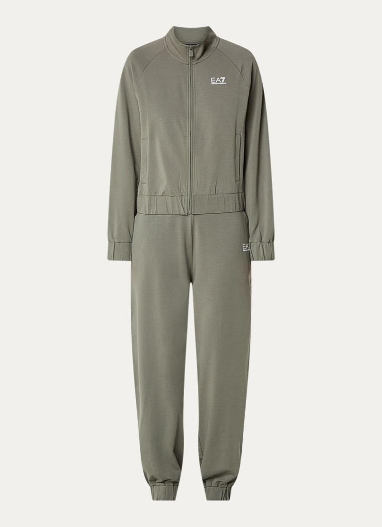Armani Dames Trainingspak met steekzakken en logo in de kleur Legergroen
