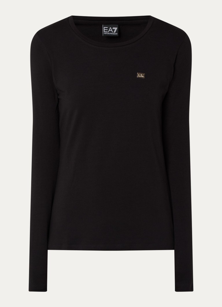 Armani Dames Longsleeve met logo in de kleur Zwart