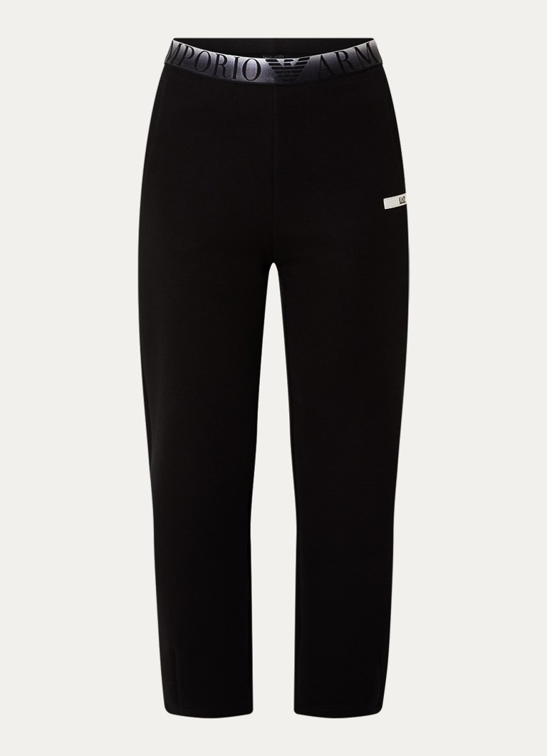 Armani Dames High waist tapered fit joggingbroek met steekzakken in de kleur Zwart