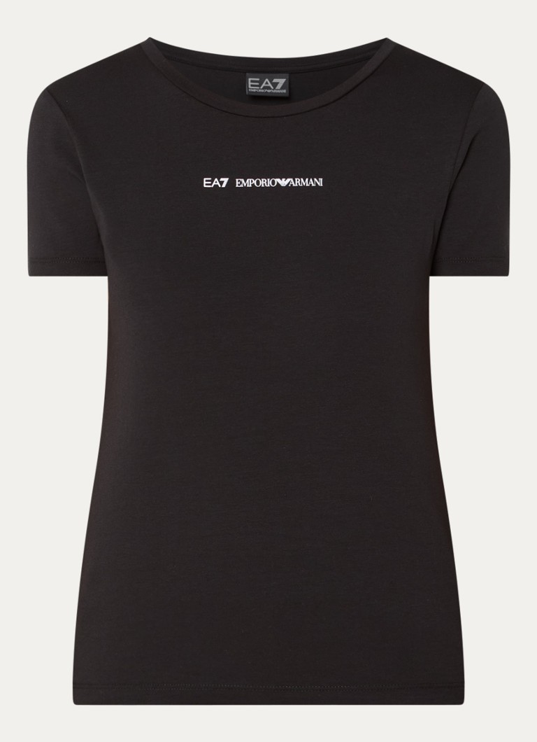 Armani Dames T-shirt met logoprint in de kleur Zwart