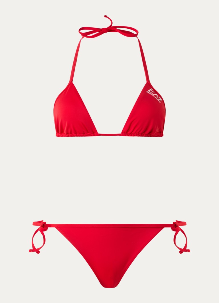 Armani Dames Bikiniset met uitneembare vulling en logo in de kleur Rood