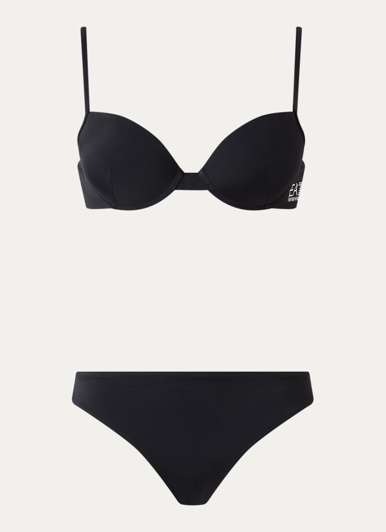 Armani Dames Bikiniset met logo in de kleur Zwart