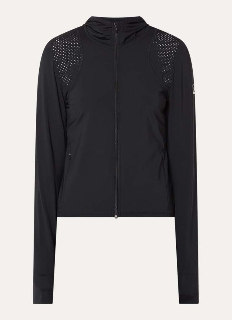 Armani Dames Sweatvest met capuchon en logo in de kleur Zwart