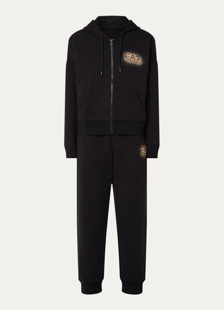 Armani Dames Trainingspak met logo en steekzakken in de kleur Zwart