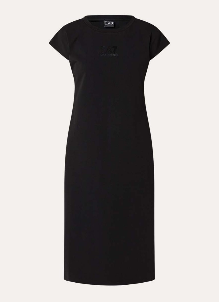 Armani Dames Midi jurk met logo en strass in de kleur Zwart
