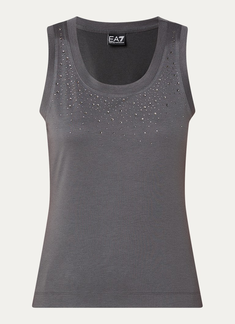 Armani Dames Tanktop met strass in de kleur Donkergrijs