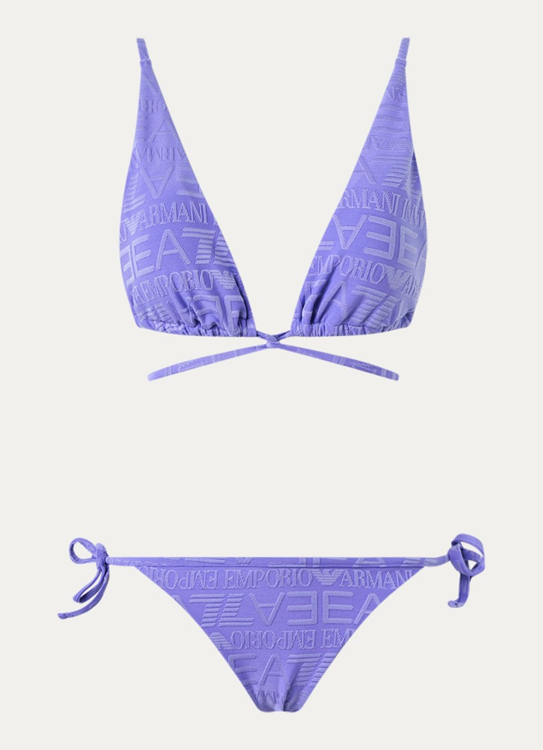 Armani Dames Bikiniset met logoprint in de kleur Lavendel