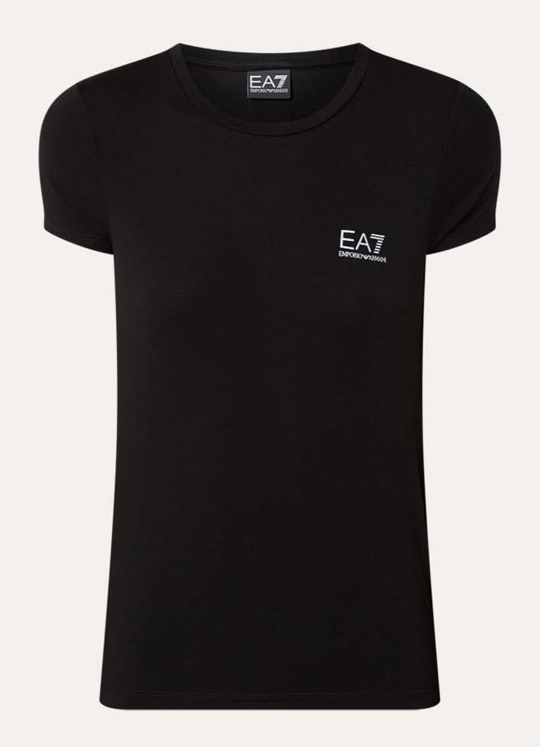 Armani Dames T-shirt met logo in de kleur Zwart