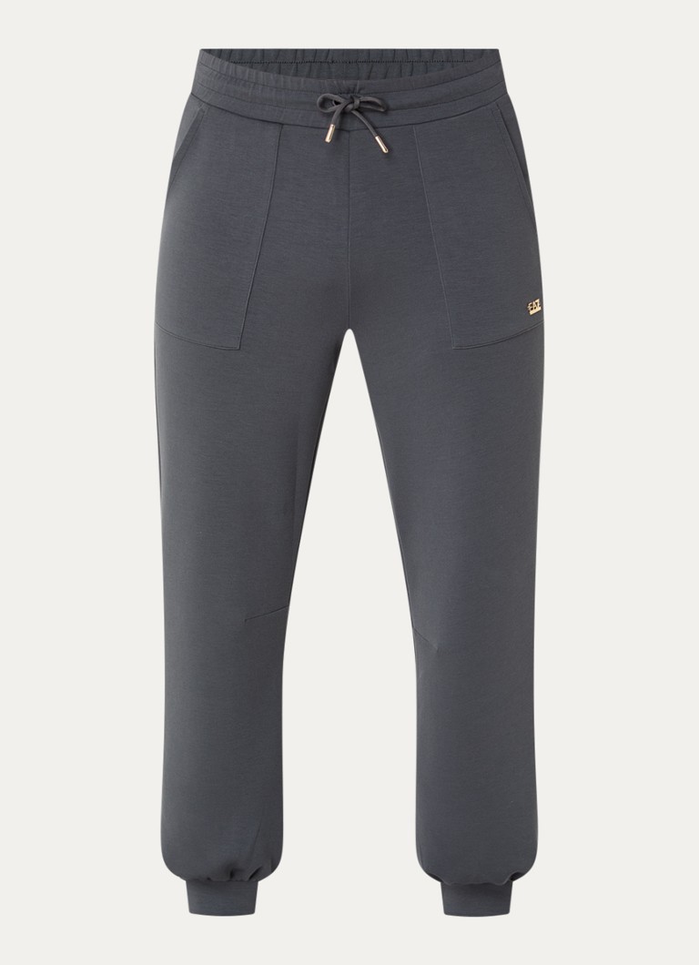 Armani Heren Tapered fit joggingbroek met logo in de kleur Donkergrijs