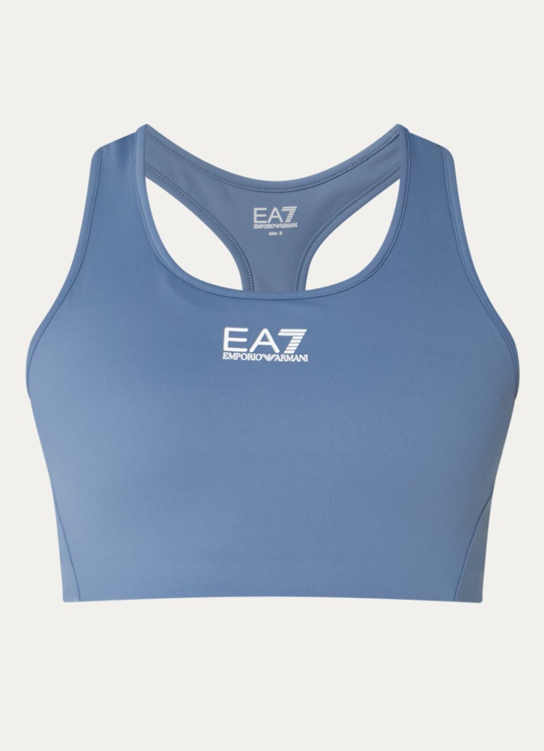 Armani Dames Sport bh met medium support en logo in de kleur Staalblauw