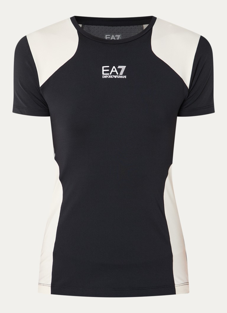 Armani Dames Trainings T-shirt met logoprint in de kleur Zwart