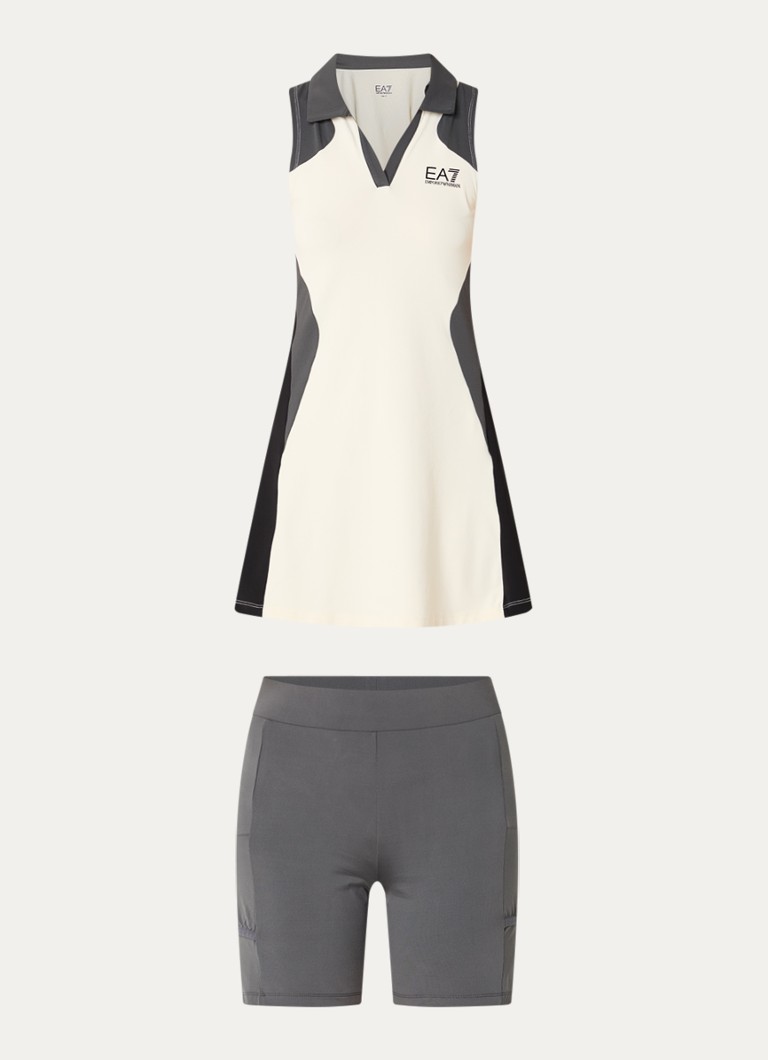 Armani Dames Tennis jurk met logo en uitneembare voering in de kleur Donkergrijs