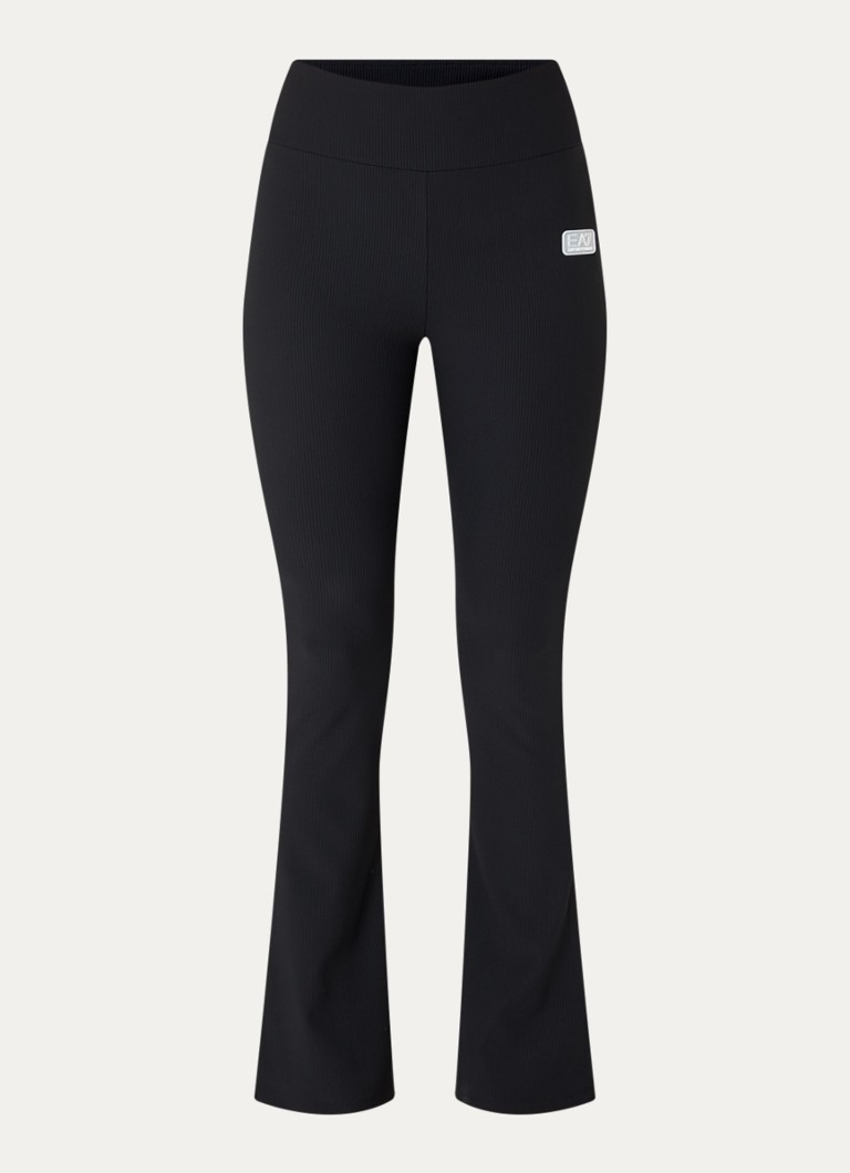 Armani Dames Mid waist flared fit trainingslegging met plisse in de kleur Zwart