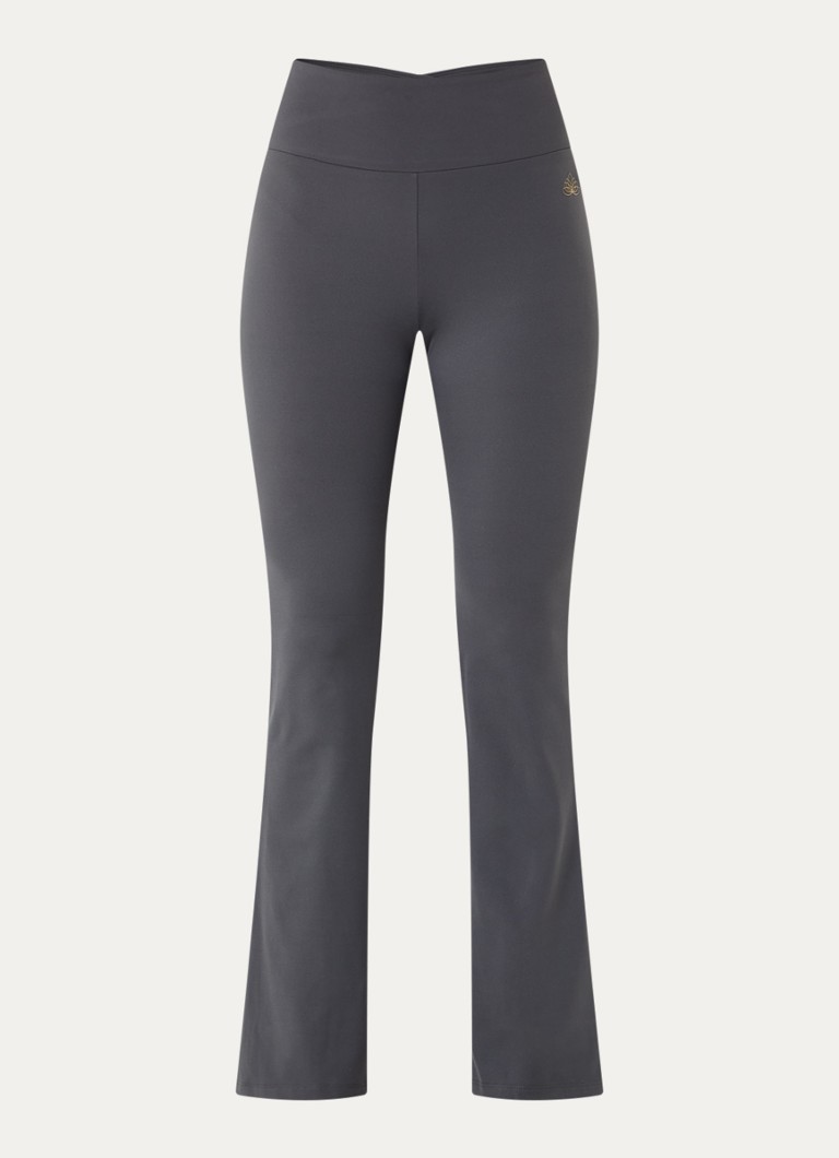 Armani Dames High waist flared fit trainingslegging met logo in de kleur Donkergrijs