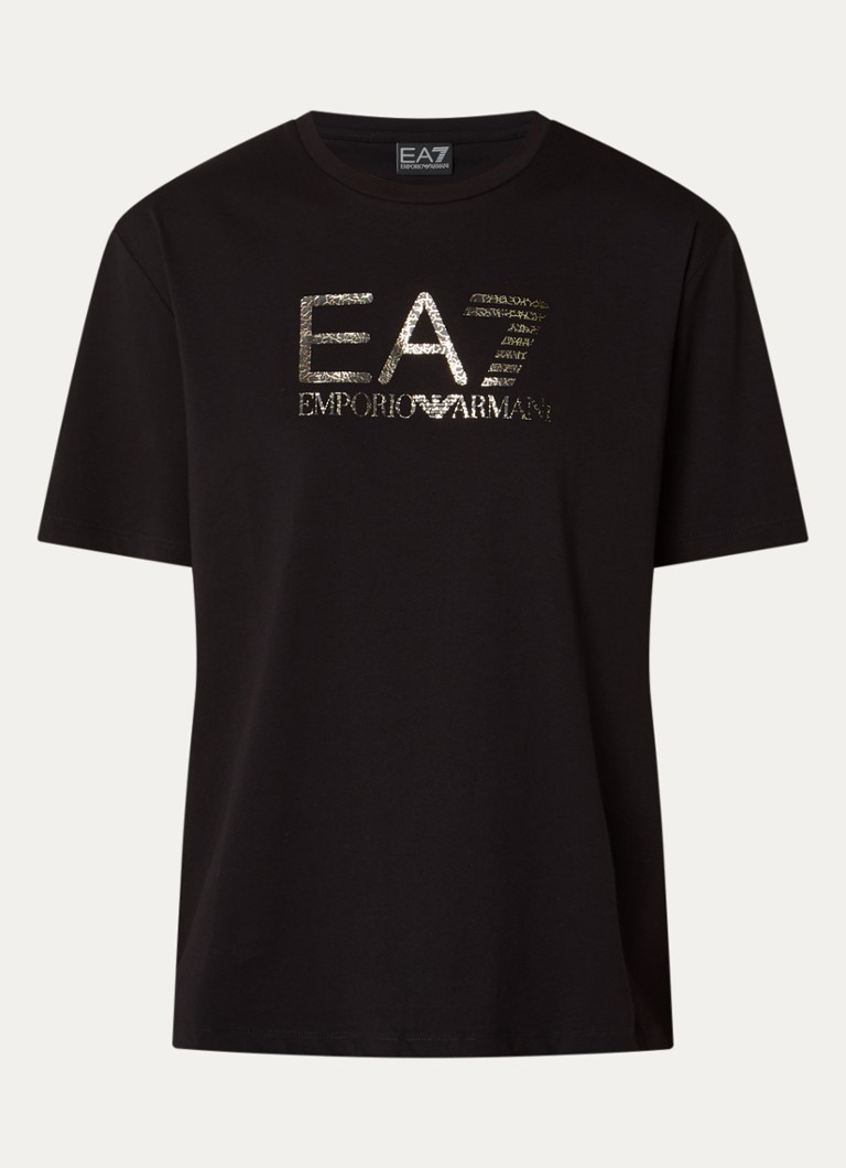 Armani Dames T-shirt met logoprint in de kleur Zwart