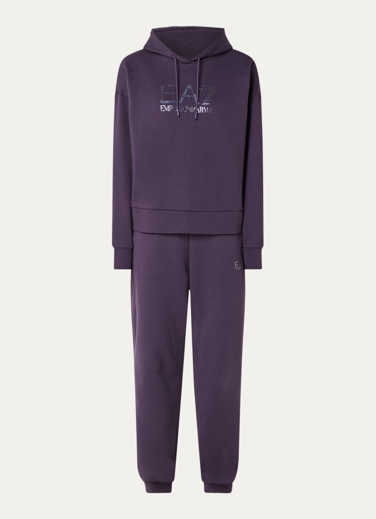 Armani Dames Trainingspak met logoprint en steekzakken in de kleur Violet