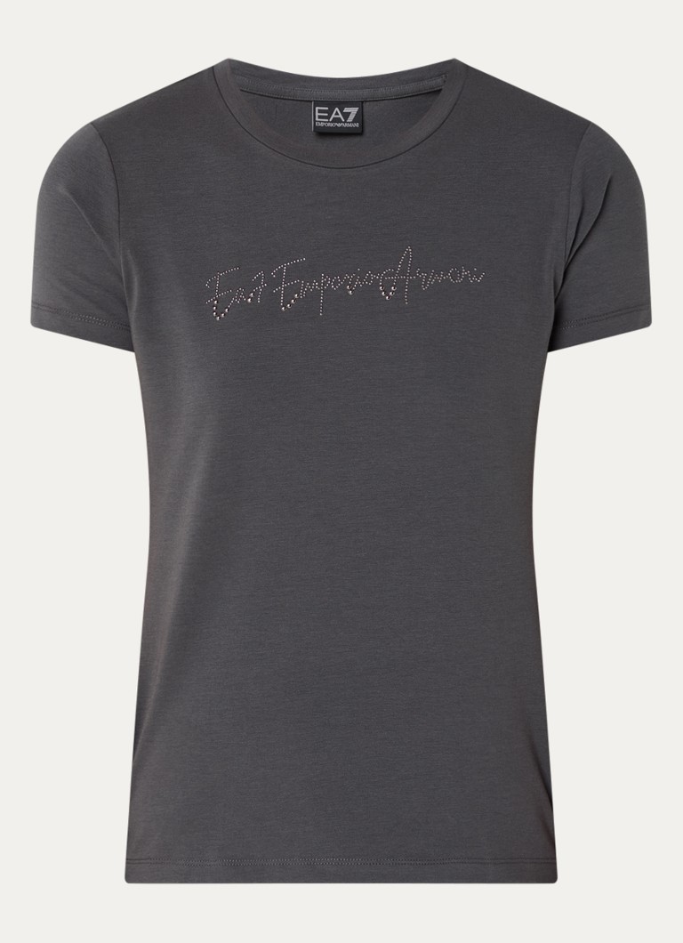 Armani Heren T-shirt met strass in de kleur Donkergrijs