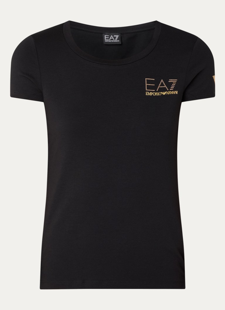 Armani Dames T-shirt met logo in de kleur Zwart