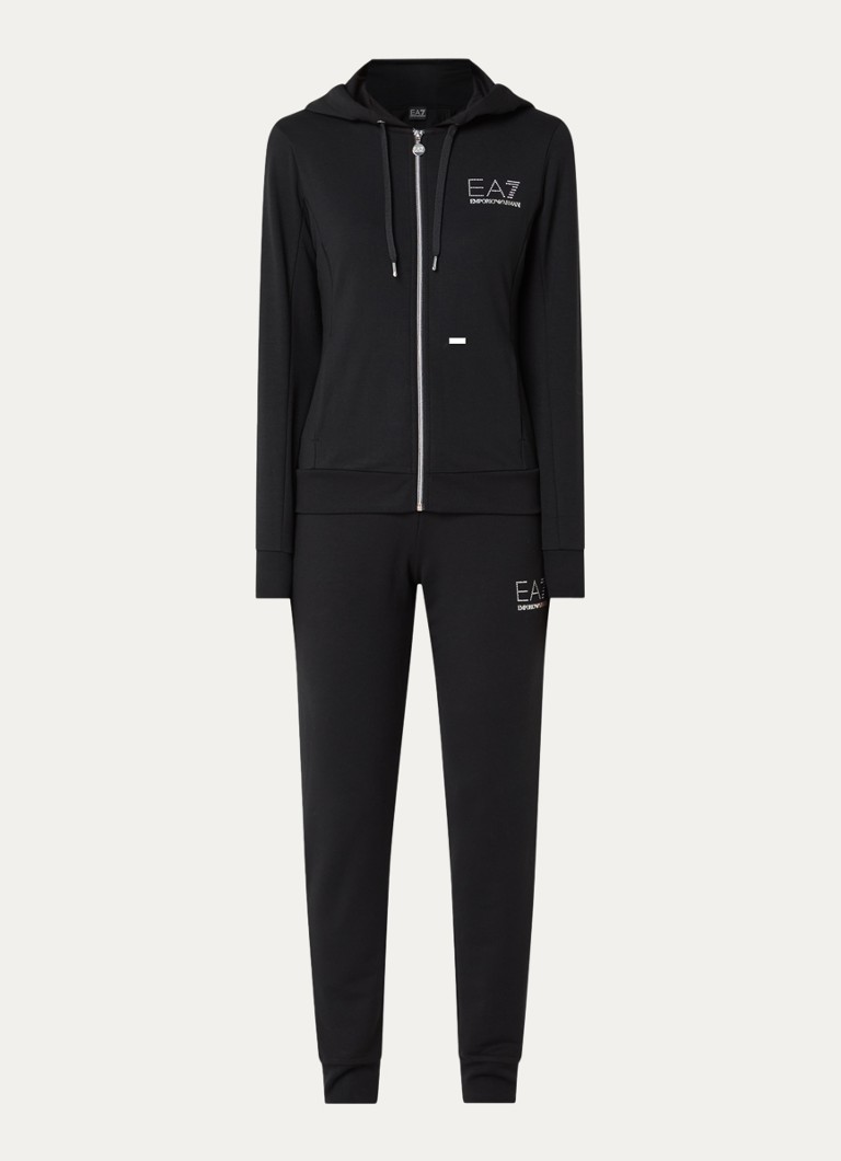 Armani Dames Trainingspak met logo en steekzakken in de kleur Zwart