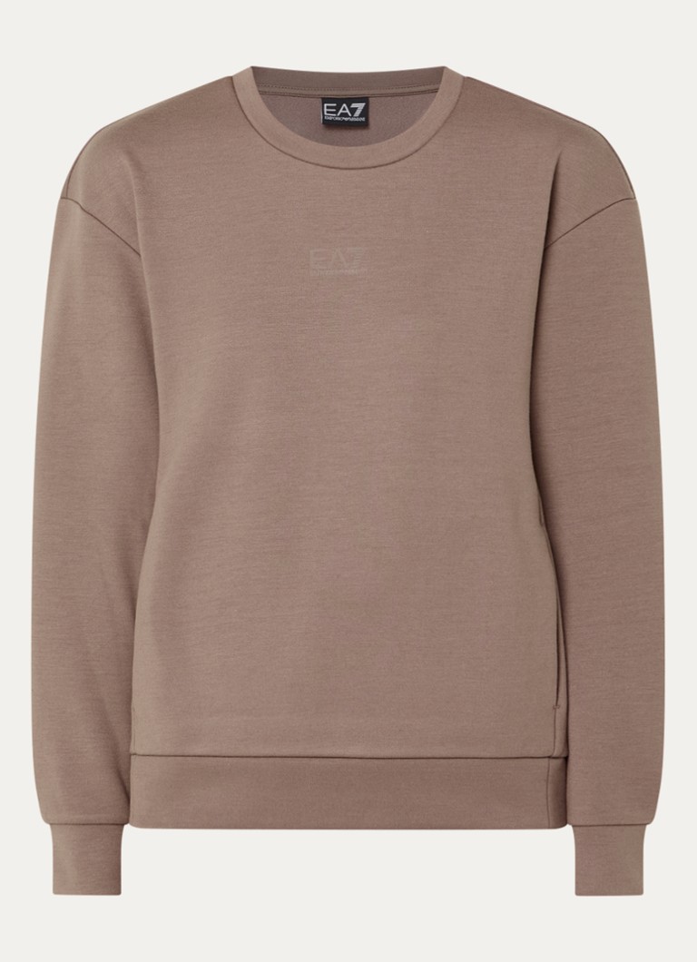 Armani Dames Sweater met logo in de kleur Lichtbruin