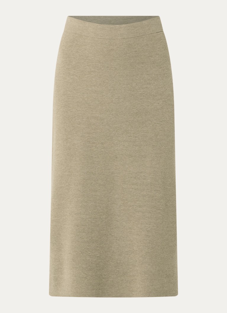 Expresso Dames Midi rok in wolblend in de kleur Khaki