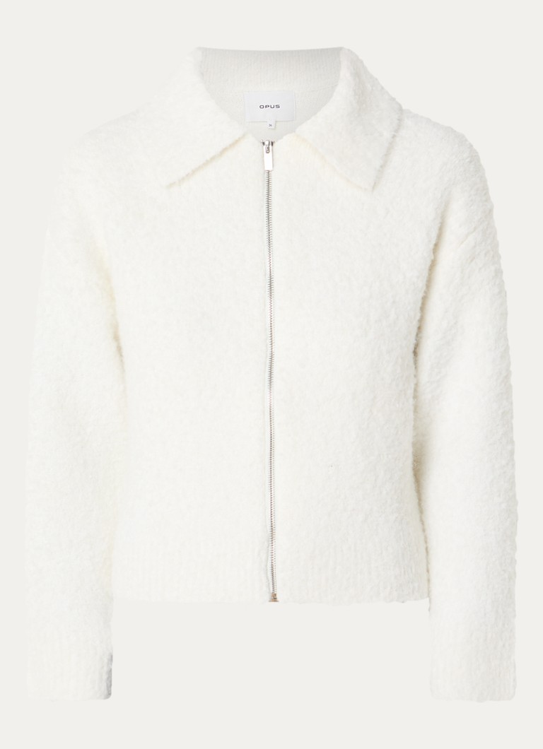 OPUS Dames Grofgebreid vest in wolblend in de kleur Gebroken wit, maat: 38