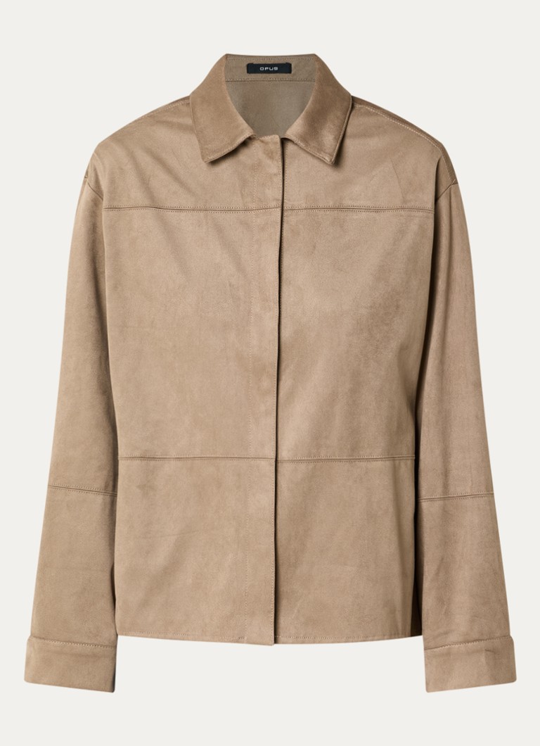 OPUS Dames Filara overshirt van imitatiesuède in de kleur Lichtbruin, maat: 40