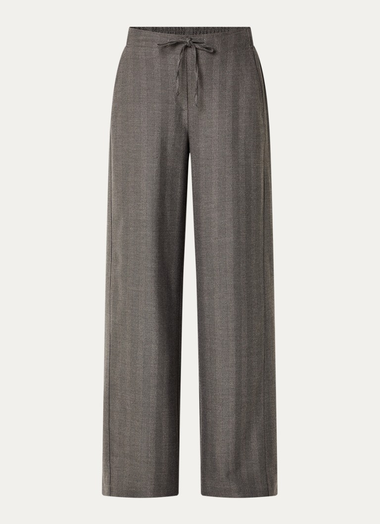 OPUS Dames Melane high waist loose fit pantalon met trekkoord in de kleur Grijs, maat: 42