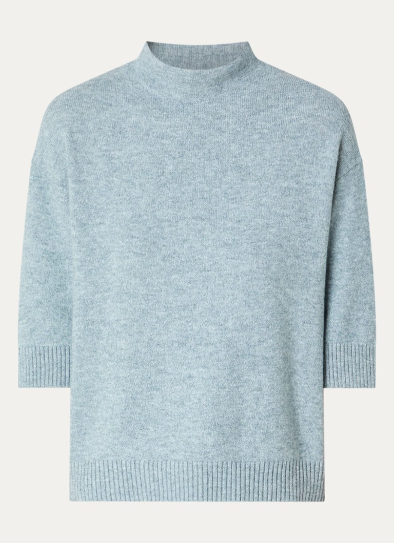 OPUS Dames Fijngebreide pullover in wolblend in de kleur Staalblauw, maat: 40