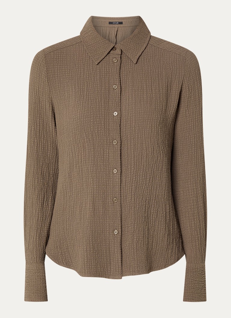 OPUS Dames Frive blouse met structuur in de kleur Lichtbruin, maat: 34