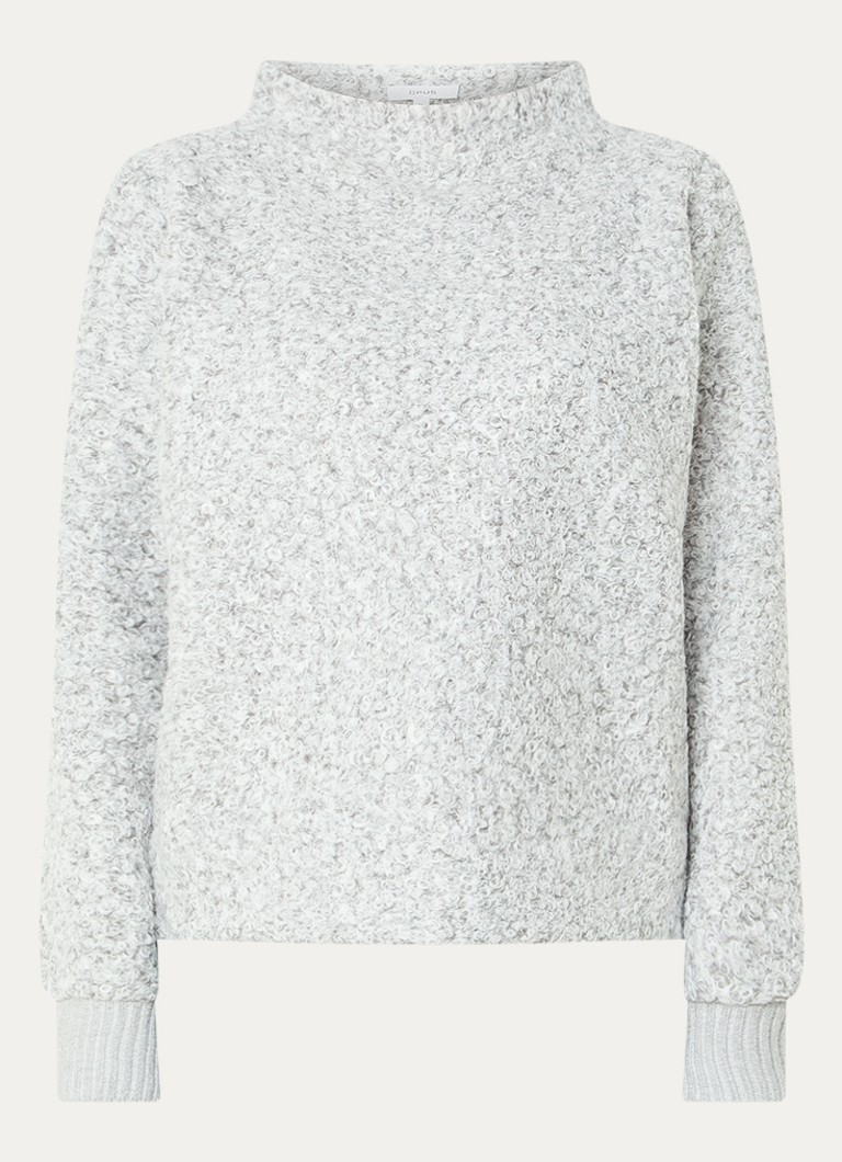 OPUS Dames Gobano grofgebreide trui van bouclé in de kleur Lichtgrijs, maat: 42