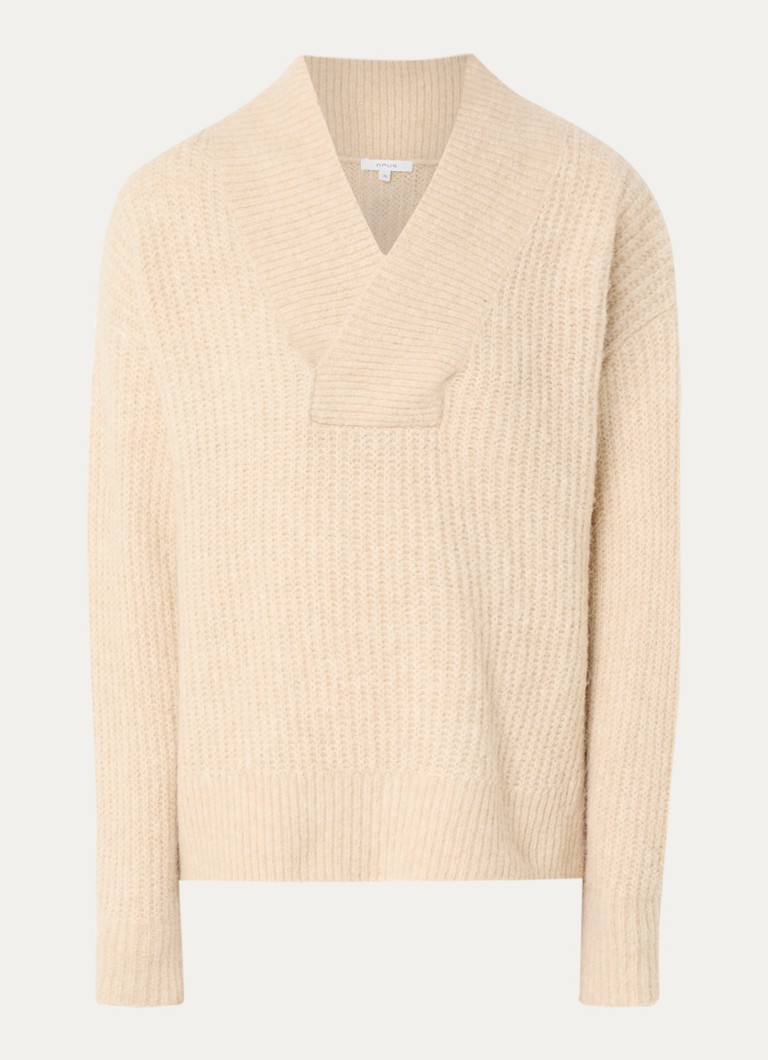 OPUS Dames Ponelope grofgebreide trui in alpaca wolblend in de kleur Beige, maat: 38