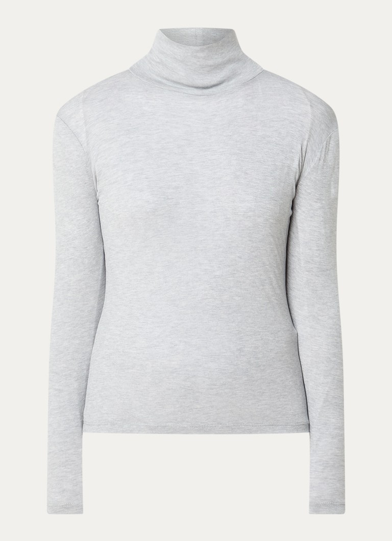 OPUS Dames Somy trui van jersey met col en gemêleerd dessin in de kleur Grijsmele, maat: 42