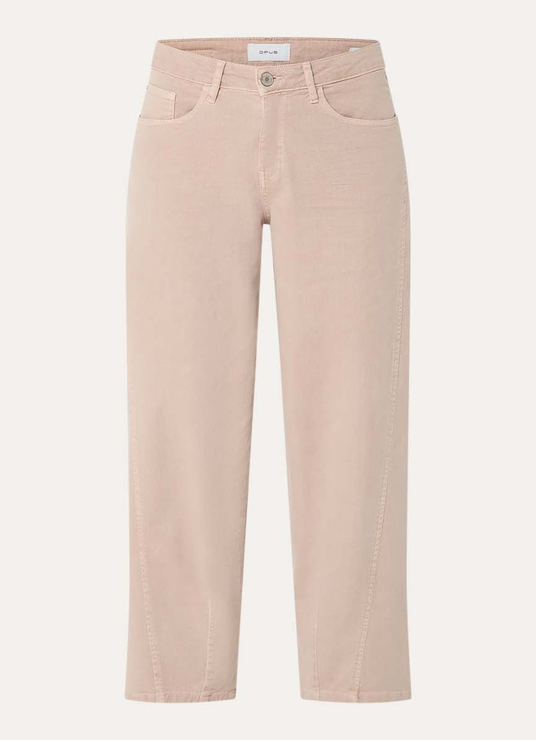 OPUS Dames Lolah high waist cropped wide leg jeans met gekleurde wassing in de kleur Donkerbeige, maat: W44/L28