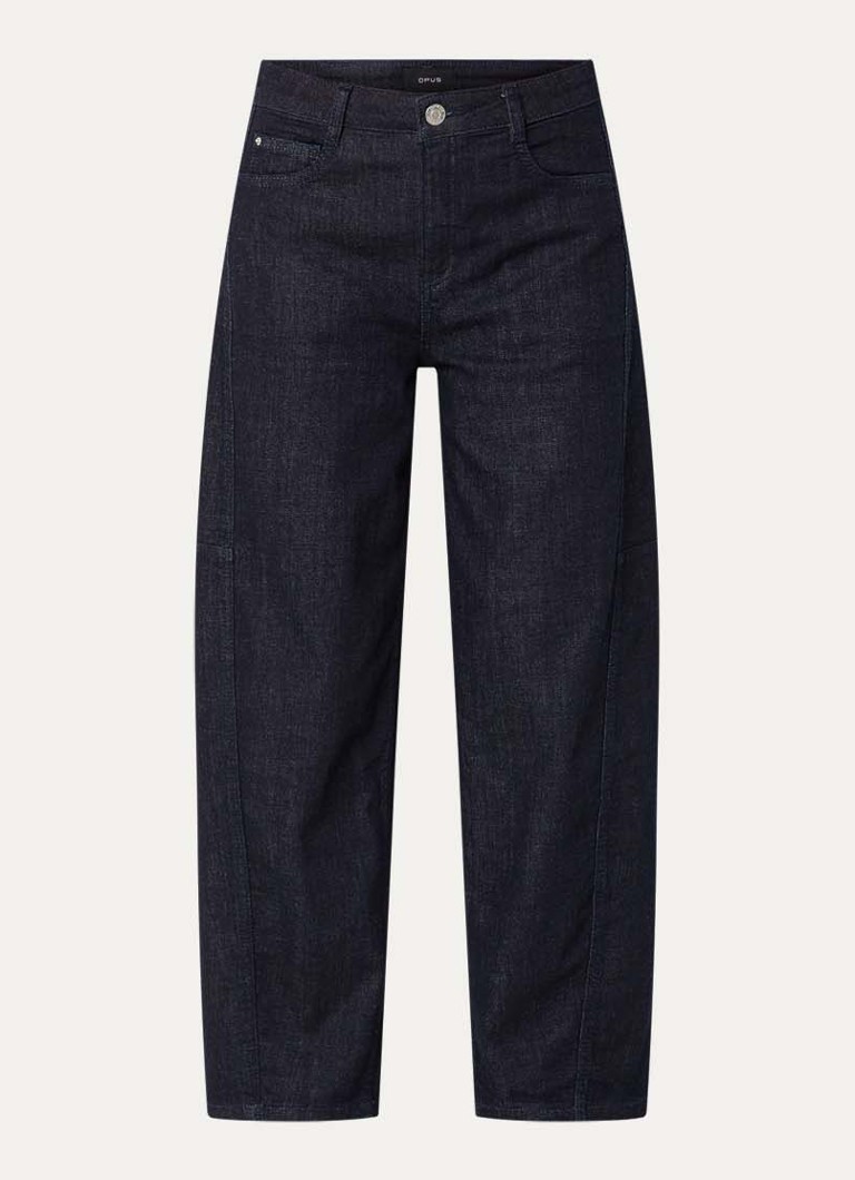 OPUS Dames Lolah Vision high waist straight leg cropped jeans met donkere wassing in de kleur Donkerblauw, maat: 36/L28